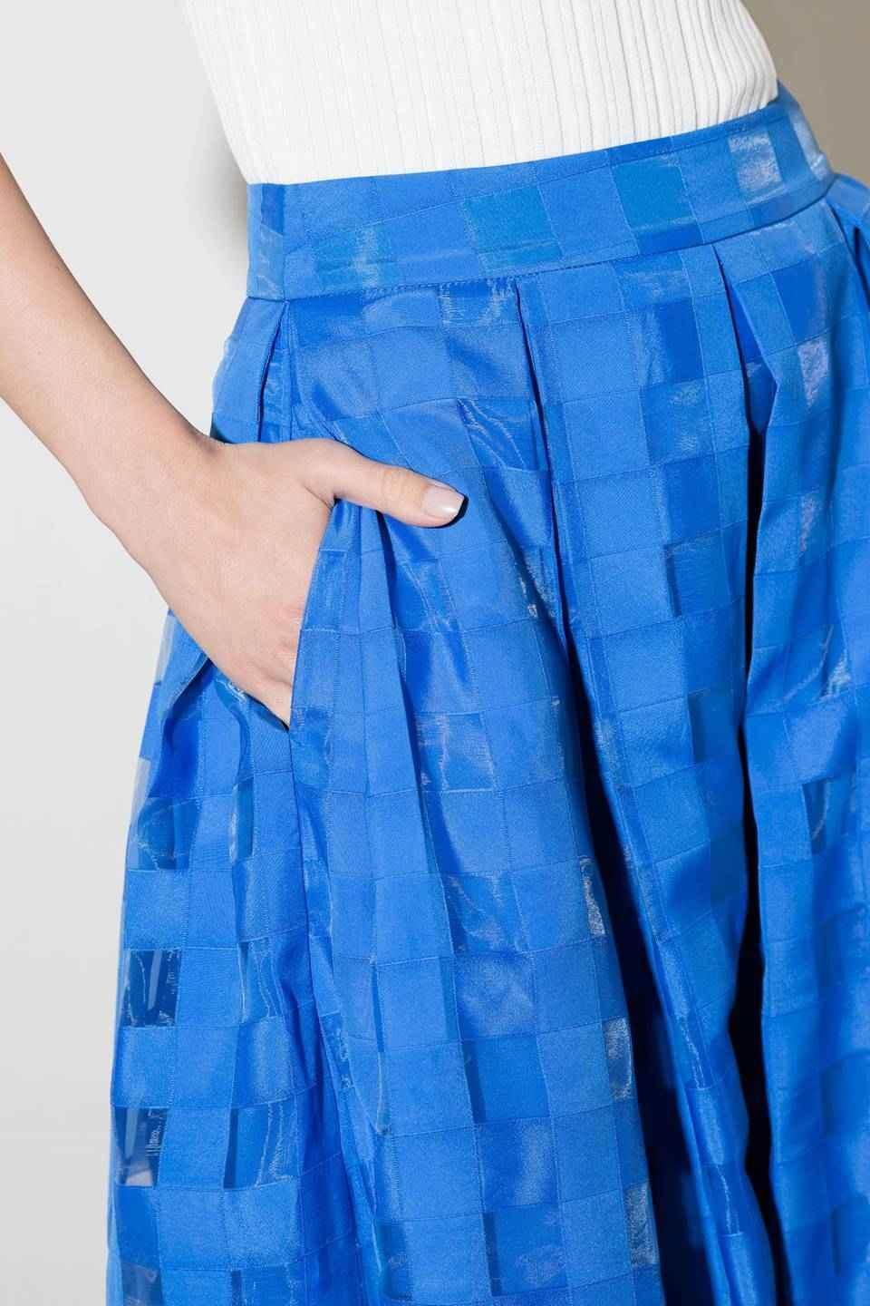 LIVE FOR US BLUE ORGANZA MIDI SKIRT - GiFTiFY
