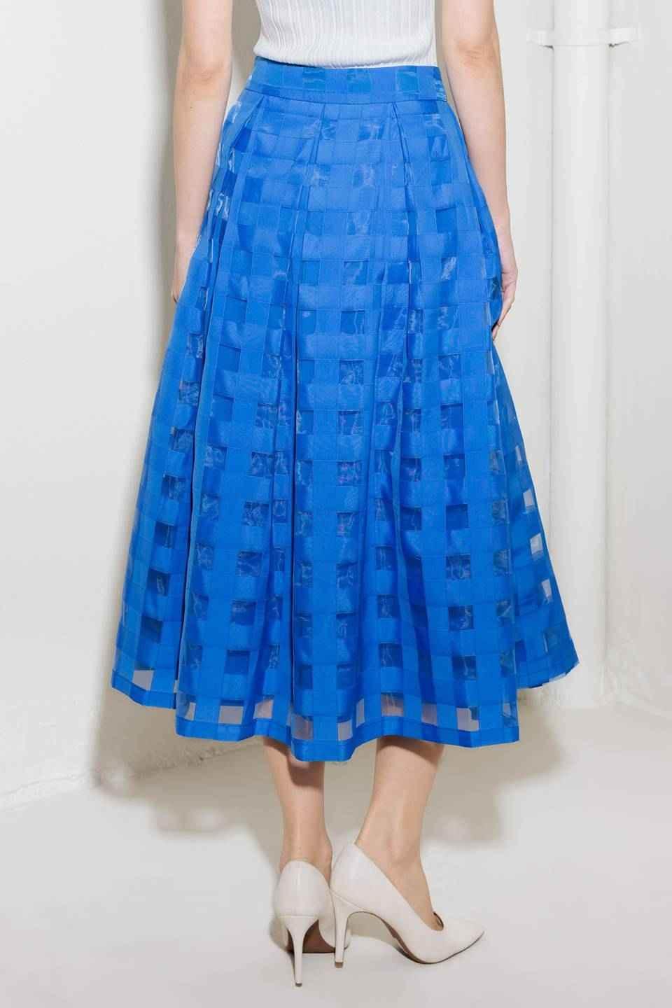 LIVE FOR US BLUE ORGANZA MIDI SKIRT - GiFTiFY