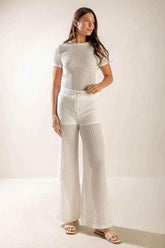 PRESENCE OF LOVE SEMI SHEER KNIT PANTS - GiFTiFY
