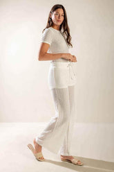 PRESENCE OF LOVE SEMI SHEER KNIT PANTS - GiFTiFY