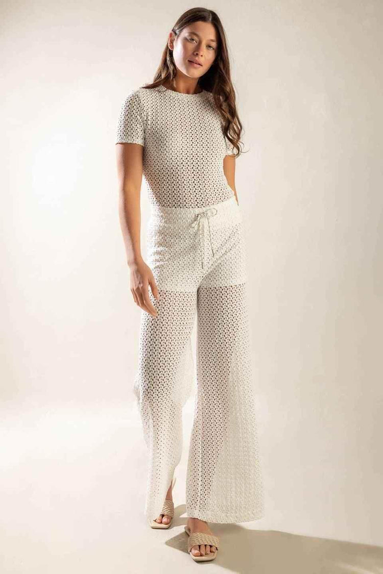 PRESENCE OF LOVE SEMI SHEER KNIT PANTS - GiFTiFY