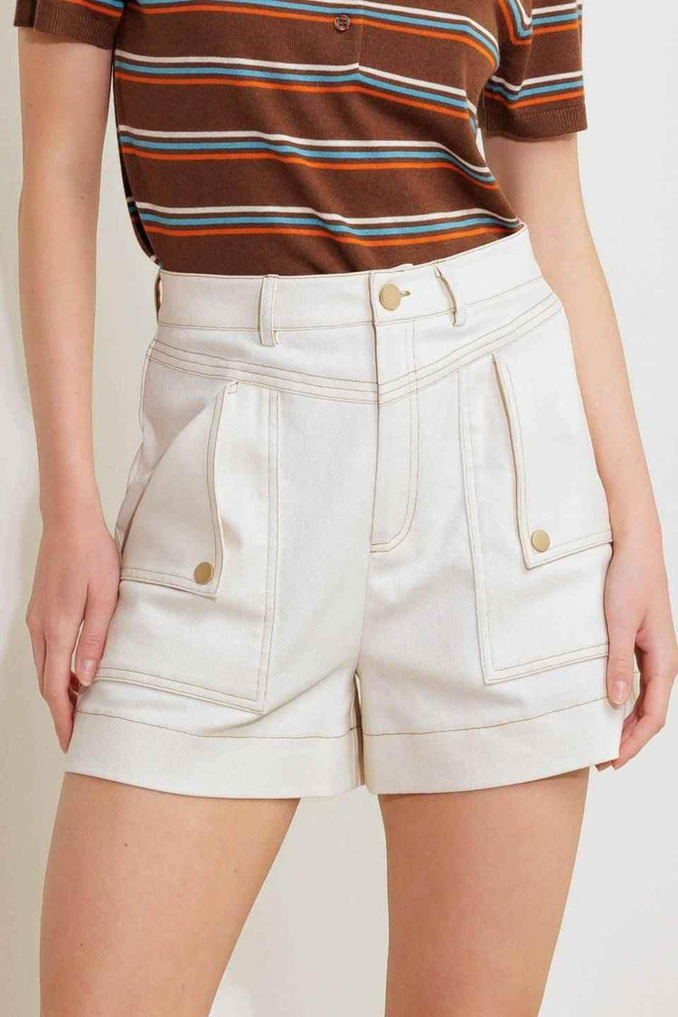 SIMPLY MINE CREAM WOVEN SHORT - GiFTiFY