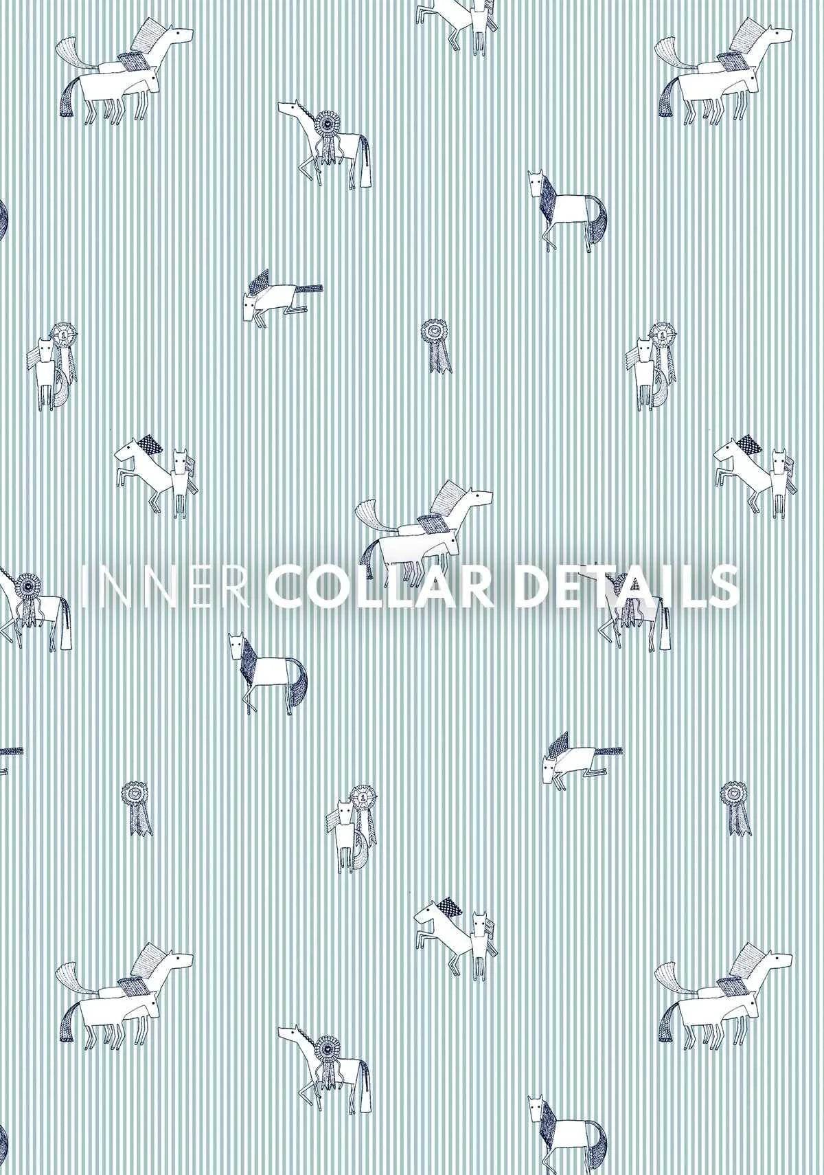 Stripes in Sky Blue Short Pleated Long Sleeve Show Shirt ESPOIR RIDER APPAREL by Espoir Equestrian