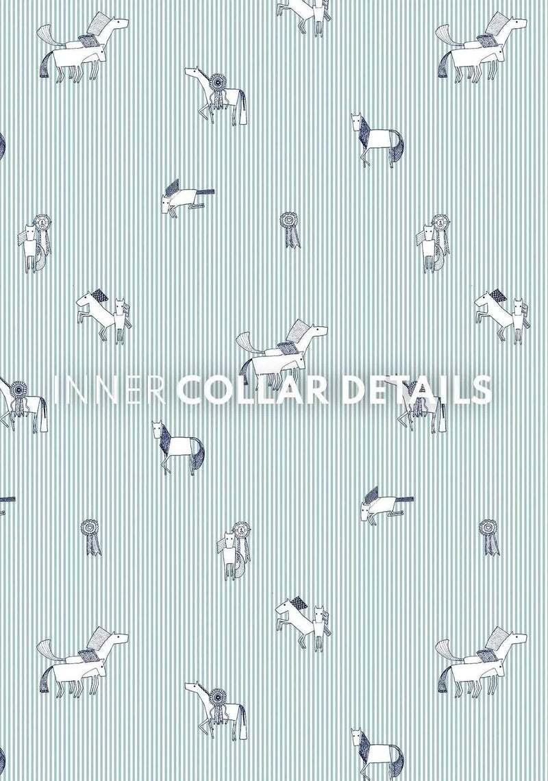 Stripes in Sky Blue Short Pleated Long Sleeve Show Shirt ESPOIR RIDER APPAREL by Espoir Equestrian
