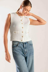 NOTHING LIKE IT WHITE KNIT VEST - GiFTiFY