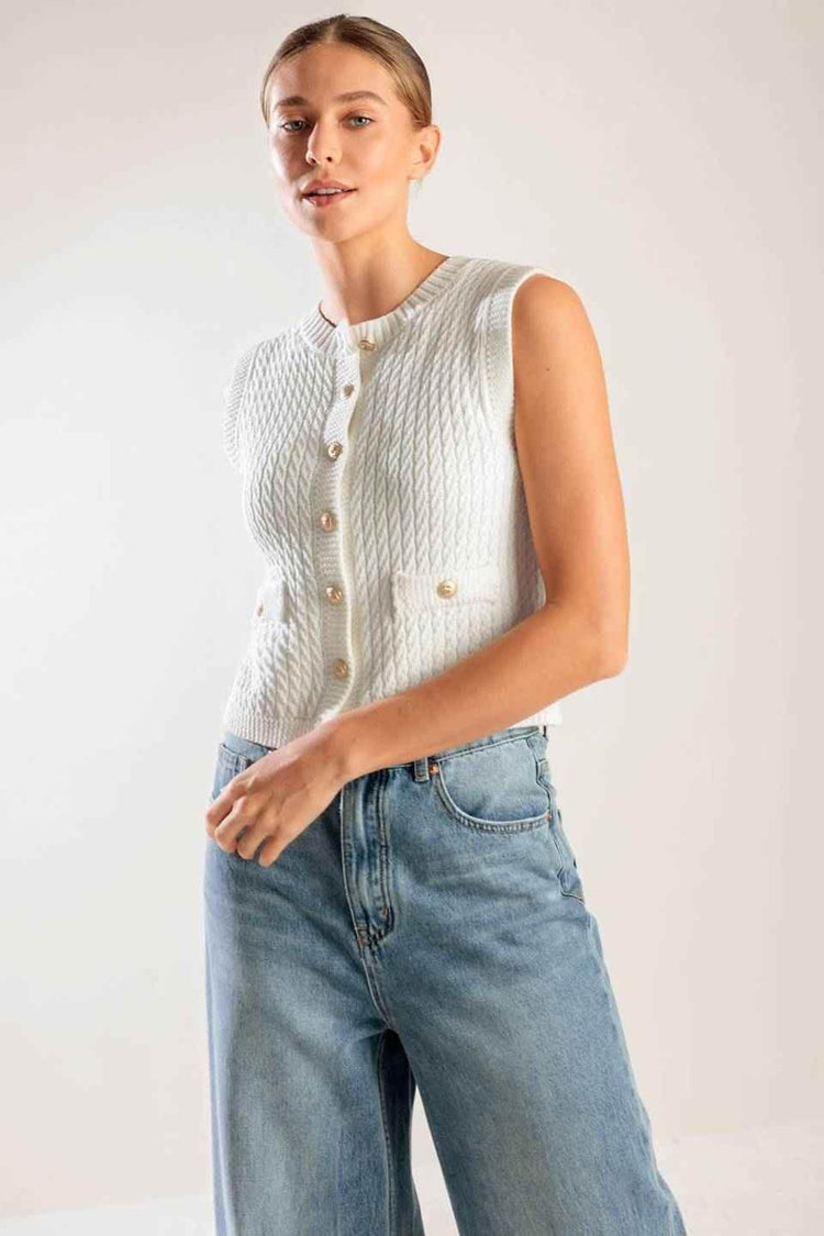 NOTHING LIKE IT WHITE KNIT VEST - GiFTiFY