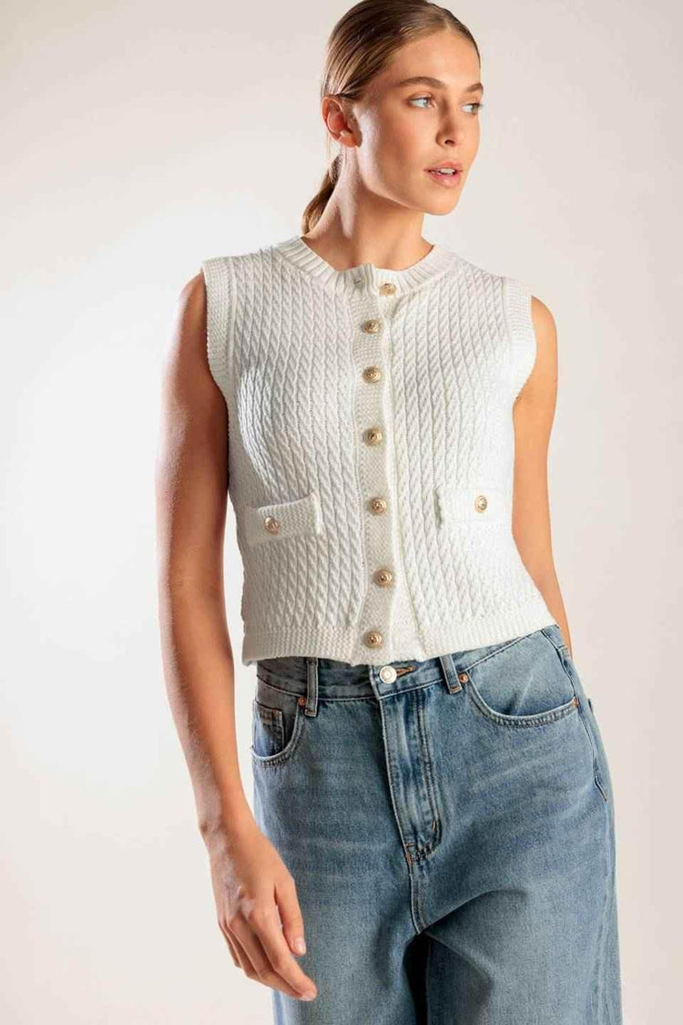 NOTHING LIKE IT WHITE KNIT VEST - GiFTiFY
