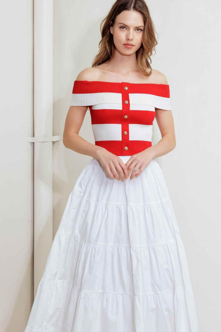 MODERN MUSE RED KNIT TOP - GiFTiFY