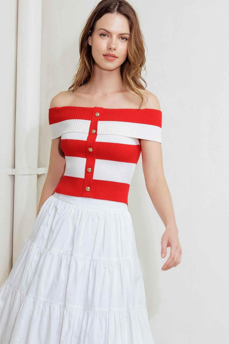 MODERN MUSE RED KNIT TOP - GiFTiFY