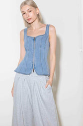 ALMOST ANGELIC LIGHT INDIGO DENIM TOP - GiFTiFY