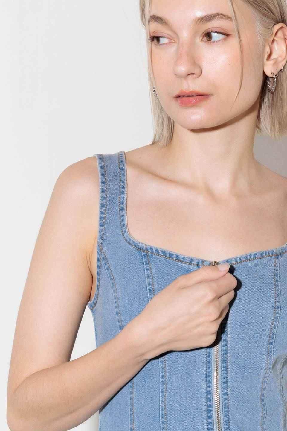ALMOST ANGELIC LIGHT INDIGO DENIM TOP - GiFTiFY