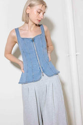 ALMOST ANGELIC LIGHT INDIGO DENIM TOP - GiFTiFY