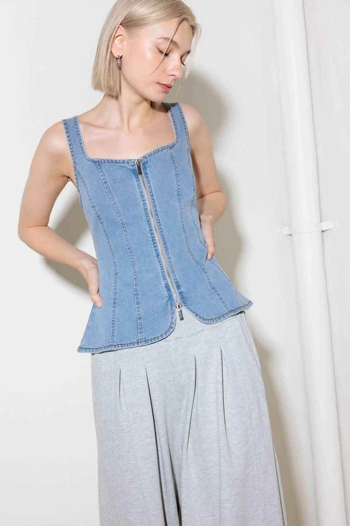 ALMOST ANGELIC LIGHT INDIGO DENIM TOP - GiFTiFY