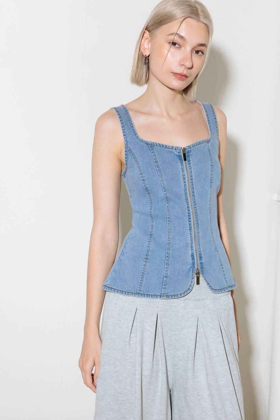 ALMOST ANGELIC LIGHT INDIGO DENIM TOP