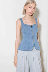 ALMOST ANGELIC LIGHT INDIGO DENIM TOP - GiFTiFY