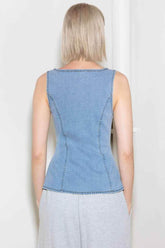 ALMOST ANGELIC LIGHT INDIGO DENIM TOP - GiFTiFY