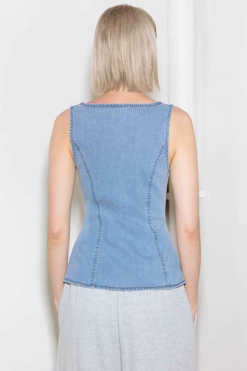 ALMOST ANGELIC LIGHT INDIGO DENIM TOP