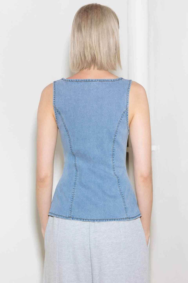 ALMOST ANGELIC LIGHT INDIGO DENIM TOP - GiFTiFY