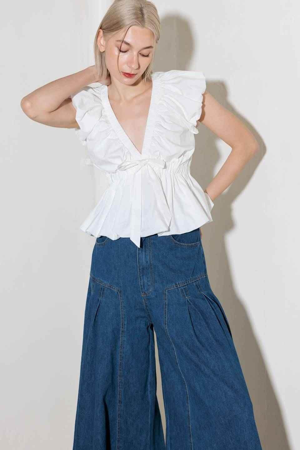 SLOW DOWN IN WHITE WOVEN TOP - GiFTiFY