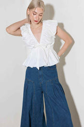 SLOW DOWN IN WHITE WOVEN TOP - GiFTiFY