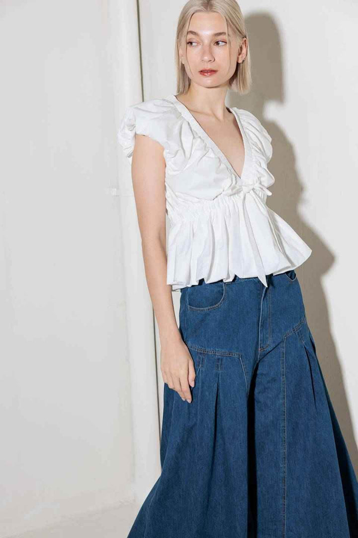 SLOW DOWN IN WHITE WOVEN TOP - GiFTiFY