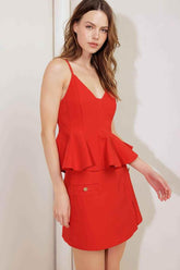 MELTED MARSHMALLOW RED WOVEN CAMI TOP - GiFTiFY