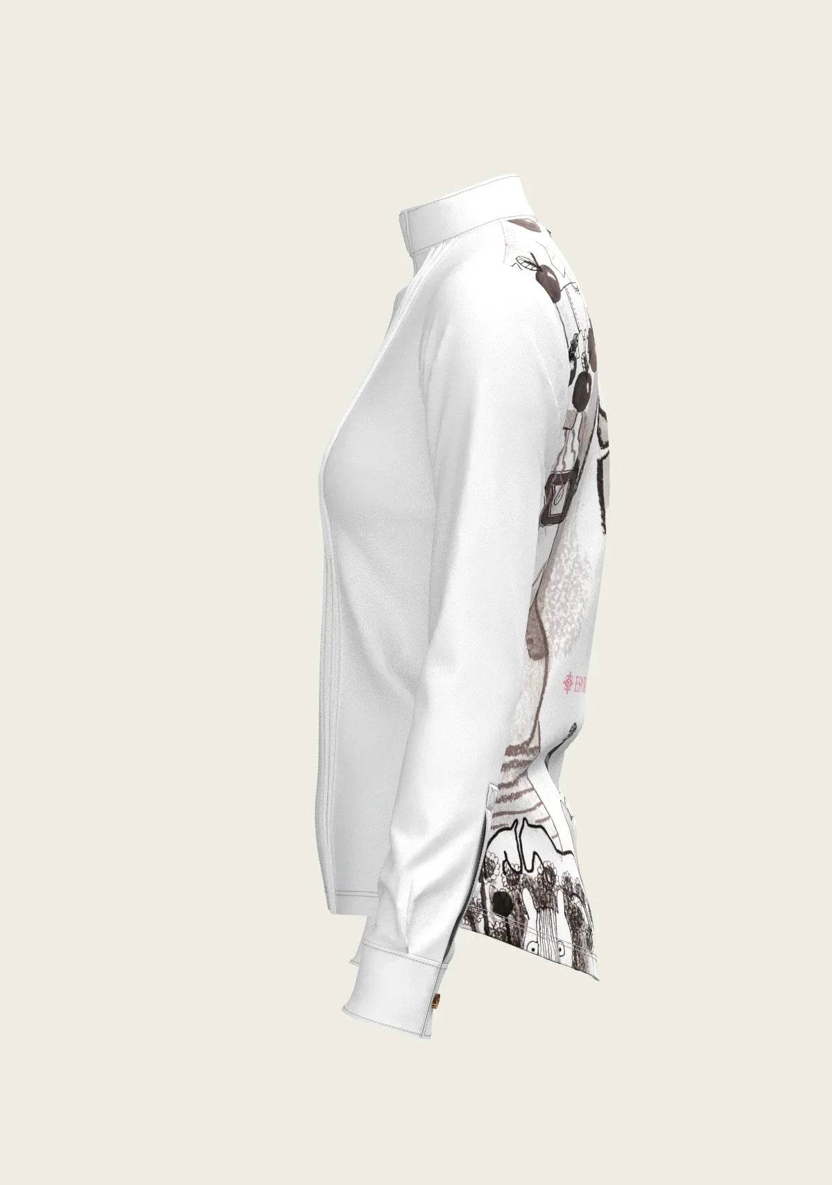 The Horse Fair Monochrome Long Pleated Long Sleeve Sleeve Show Shirt - GiFTiFY