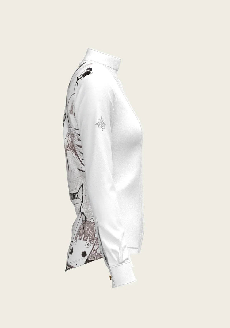 The Horse Fair Monochrome Long Pleated Long Sleeve Sleeve Show Shirt - GiFTiFY