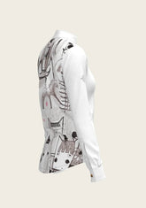 The Horse Fair Monochrome Long Pleated Long Sleeve Sleeve Show Shirt - GiFTiFY