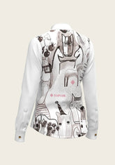 The Horse Fair Monochrome Long Pleated Long Sleeve Sleeve Show Shirt - GiFTiFY