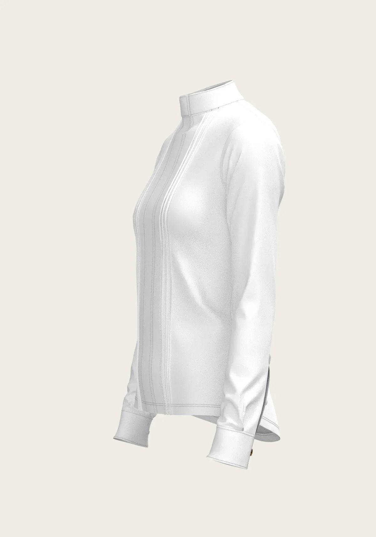 White Long Pleated Long Sleeve Sleeve Show Shirt - GiFTiFY