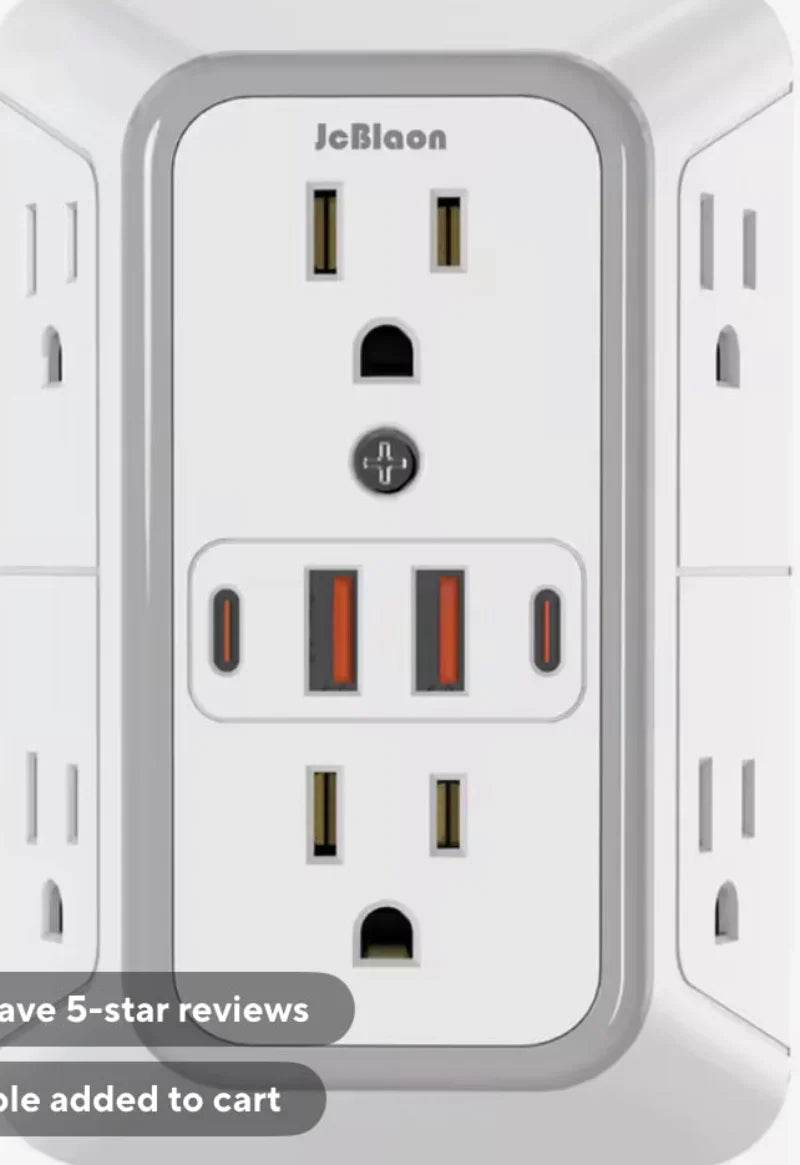 US Multi Socket Wall Socket with 6 AC Outlets - GiFTiFY
