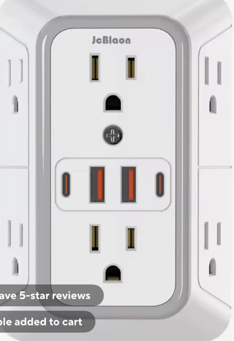 US Multi Socket Wall Socket with 6 AC Outlets GiFTiFY