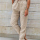 Women's Elastic Waist Solid Color Cotton Pants - GiFTiFY