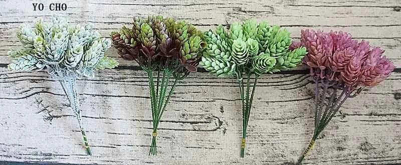 YO CHO Artificial Fake Plant Twigs Succulents Leaves 30 Heads Pineapple Grass Green Plastic Plant DIY Home Garden Wedding Decor by DSERS