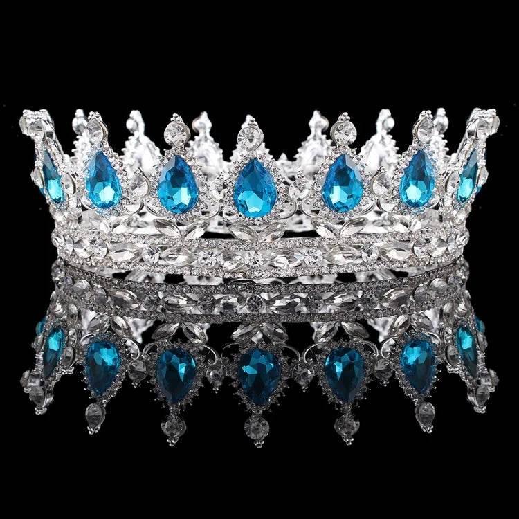 Luxury Retro Gold Color Pink Crystal Round Bridal Crown Classic Baroque Rhinestone Diadem Tiaras Women Wedding Hair Accessories Tiaras by DSERS