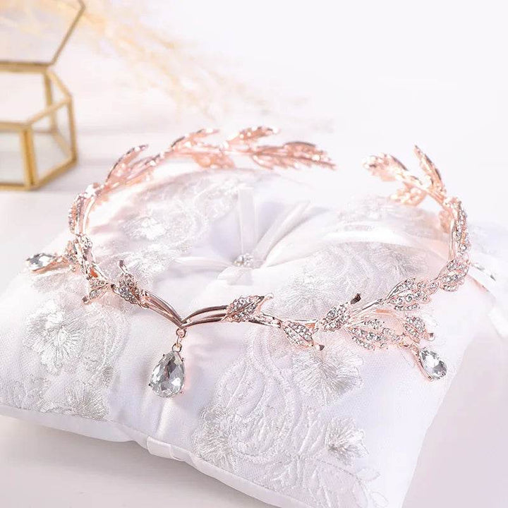 Luxury Crystal Crown Bridal Hair Accessories Wedding Rhinestone Waterdrop Leaf Tiara Crown Headband Frontlet Brides Hair Jewelry - GiFTiFY
