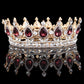 Luxury Retro Gold Color Pink Crystal Round Bridal Crown Classic Baroque Rhinestone Diadem Tiaras Women Wedding Hair Accessories GiFTiFY