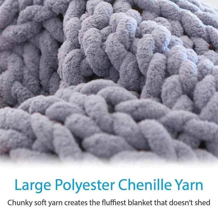 Hand Chunky Knitted Blanket Handmade Coarse Wool Woven Blanket Chenille Thick Blanket Sofa Blanket Photography Prop Blanket - GiFTiFY