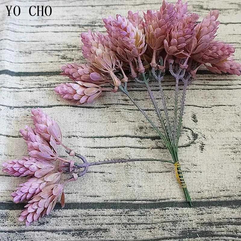 YO CHO Artificial Fake Plant Twigs Succulents Leaves 30 Heads Pineapple Grass Green Plastic Plant DIY Home Garden Wedding Decor