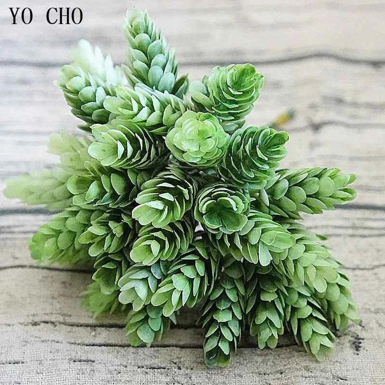 YO CHO Artificial Fake Plant Twigs Succulents Leaves 30 Heads Pineapple Grass Green Plastic Plant DIY Home Garden Wedding Decor