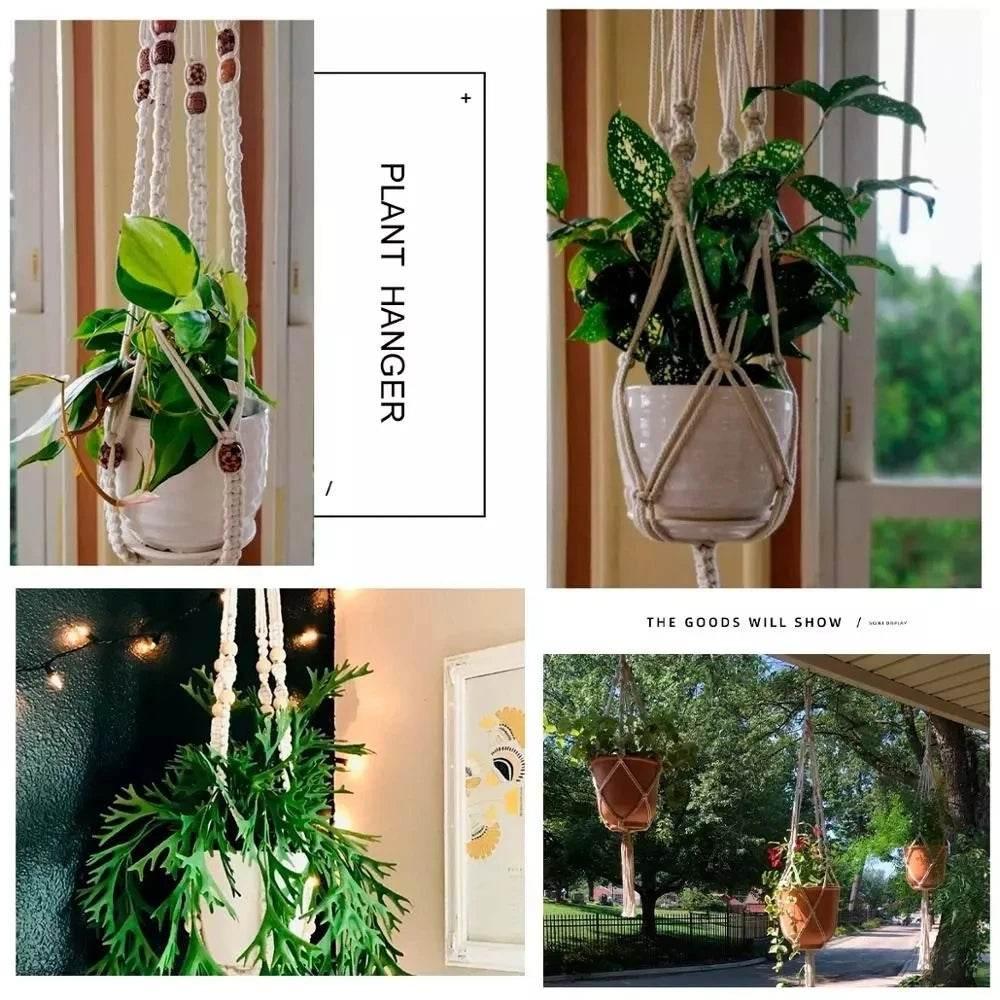 Hanging Plant Handmade Macrame Plant Hanger Flower Pot Planter Hanger Wall Decor Courtyard Garden Hanging Planter Hanging Basket - GiFTiFY