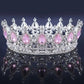 Luxury Retro Gold Color Pink Crystal Round Bridal Crown Classic Baroque Rhinestone Diadem Tiaras Women Wedding Hair Accessories GiFTiFY