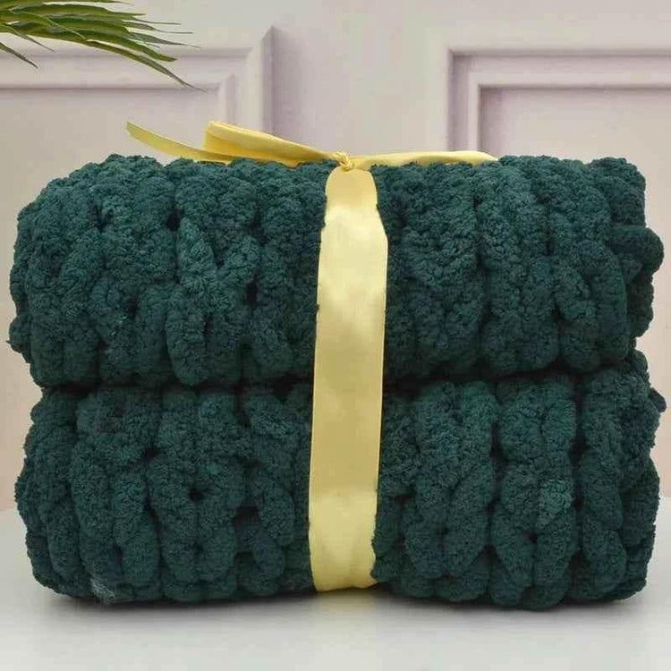 Hand Chunky Knitted Blanket Handmade Coarse Wool Woven Blanket Chenille Thick Blanket Sofa Blanket Photography Prop Blanket - GiFTiFY