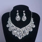 Luxury Big Rhinestone Bridal Jewelry Sets Silver Plated Crystal Crown Tiaras Choker Necklace Earrings Sets Wedding Accessories GiFTiFY