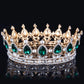 Luxury Retro Gold Color Pink Crystal Round Bridal Crown Classic Baroque Rhinestone Diadem Tiaras Women Wedding Hair Accessories GiFTiFY