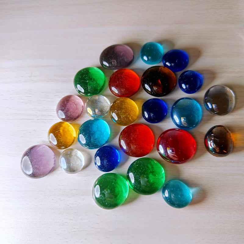 100g/3.52oz(Approx. 18-25pcs) Oblate Bead Glass Mosaic Tiles Colorful Round Mosaic Making Material Multi Diameter DIY Craft Tile by DSERS