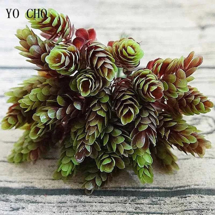 YO CHO Artificial Fake Plant Twigs Succulents Leaves 30 Heads Pineapple Grass Green Plastic Plant DIY Home Garden Wedding Decor
