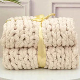 Hand Chunky Knitted Blanket Handmade Coarse Wool Woven Blanket Chenille Thick Blanket Sofa Blanket Photography Prop Blanket - GiFTiFY