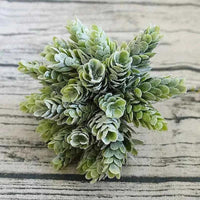 YO CHO Artificial Fake Plant Twigs Succulents Leaves 30 Heads Pineapple Grass Green Plastic